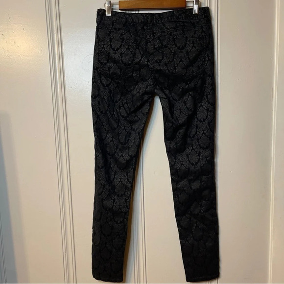 Joe fresh Black Damask Coated Pattern slim coupe etroite Lightweight Pants SZ 8 - Picture 9 of 9